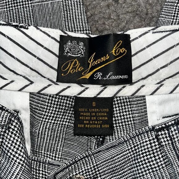 Rare Vintage RALPH LAUREN POLO JEANS CO. 100% Linen Glen Plaid Cropped Pants 8 - Picture 10 of 11